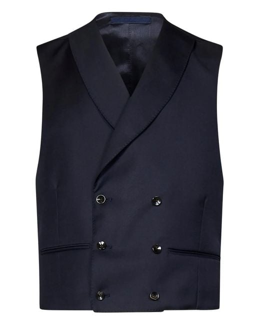 Franzese Collection Blue Double-Breasted Waistcoat for men