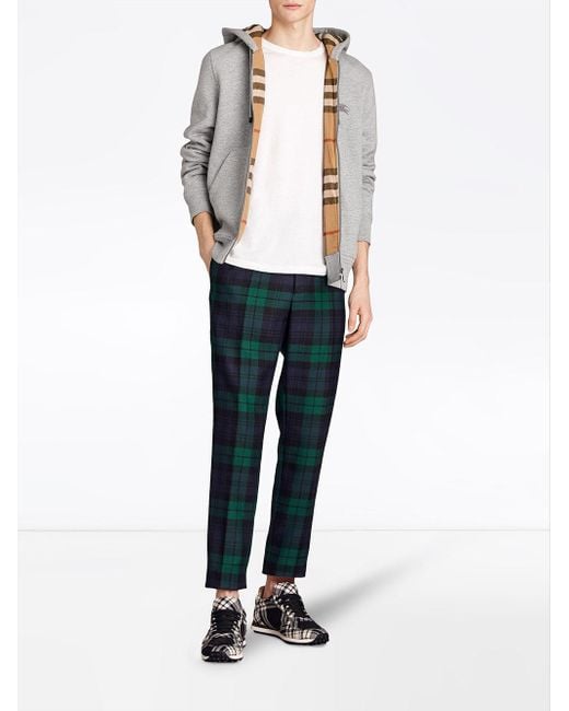 Sweat zippee a capuche a carreaux Burberry pour homme en coloris Gris Lyst