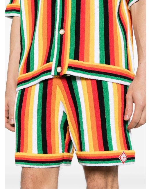 Casablancabrand Orange Striped Towelling Shorts for men