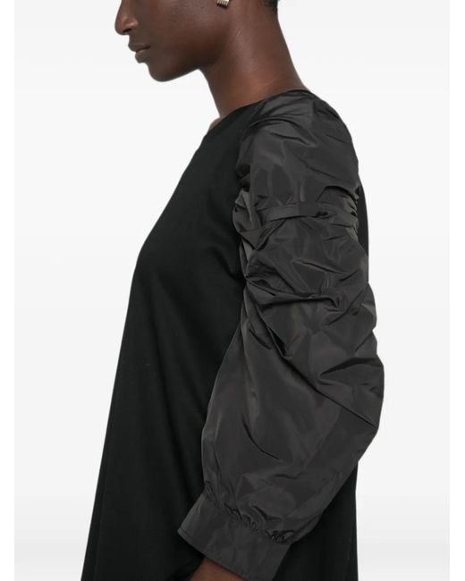 Marina Rinaldi Black Ruched-Sleeve T-Shirt