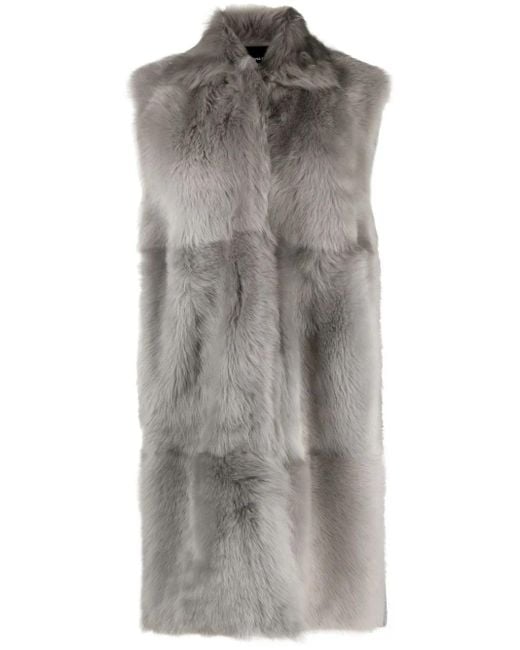 Fabiana Filippi Gray Sleeveless Faux-Fur Coat