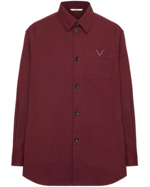 Valentino Garavani Red V-detail Canvas Shirt Jacket for men