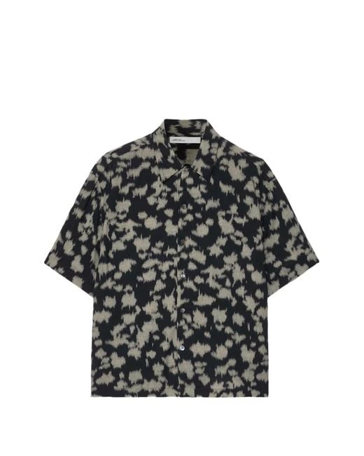 AllSaints Gray Leo Leopard-Print Short-Sleeve Shirt for men