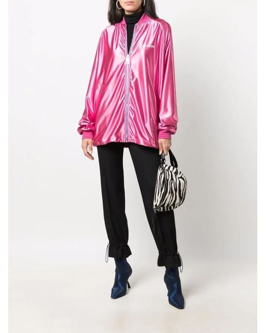 Khrisjoy Pink Logo-Print Long-Sleeve Bomber Jacket