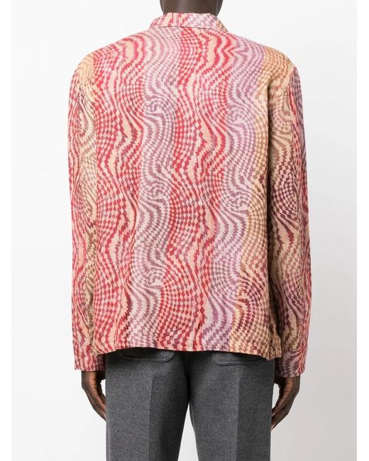 Our Legacy Pink Abstract-Pattern Embroidered Shirt for men