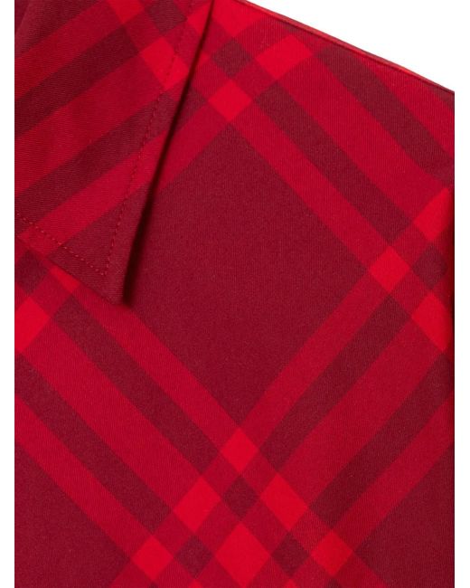 Burberry Red Check-Pattern Cotton Shirt