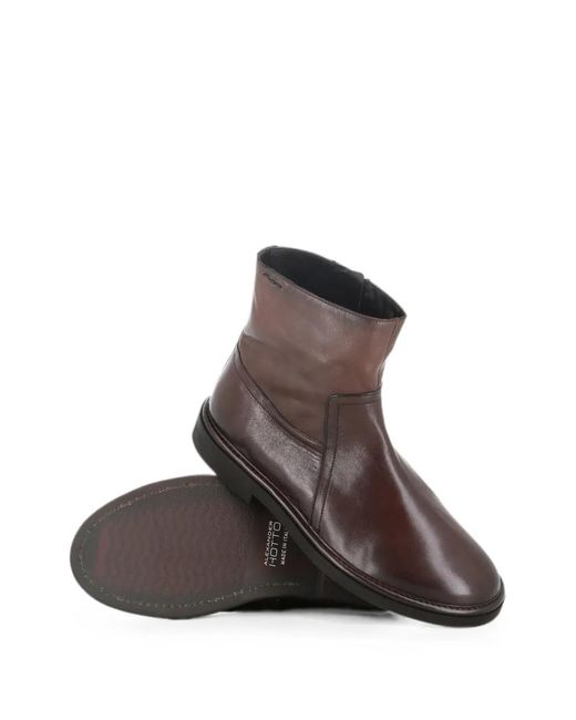 Alexander Hotto Brown Side-Zip Leather Boots for men