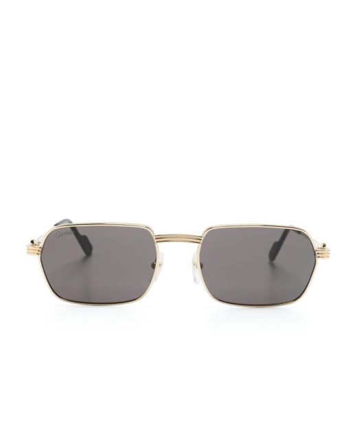 Cartier Gray Polished Rectangle-frame Sunglasses