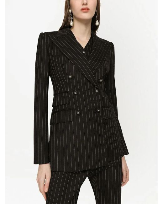 Dolce & Gabbana Black Pinstriped Turlington Jacket
