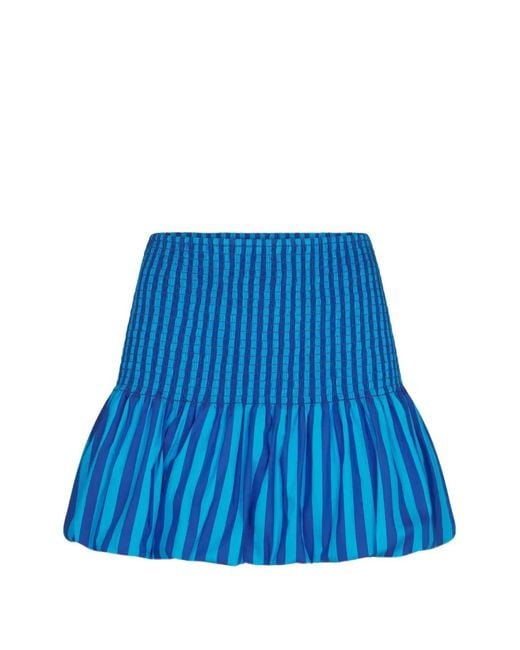 Simon Miller Blue Sancho Shirred-Waist Cotton Mini Skirt