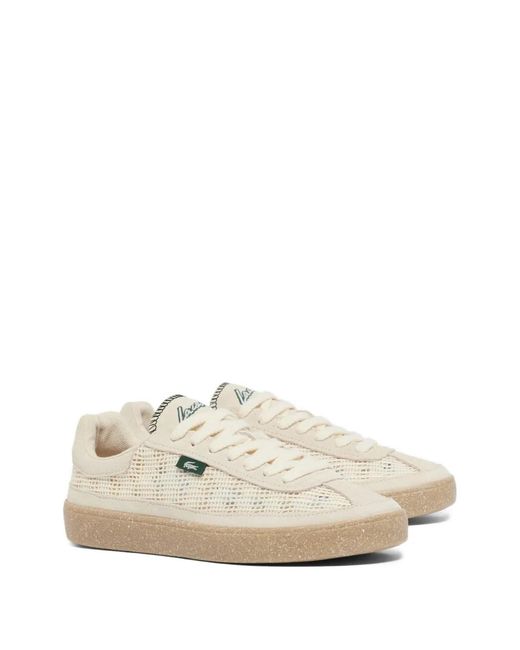 Lacoste White Mesh-Panel Sneakers