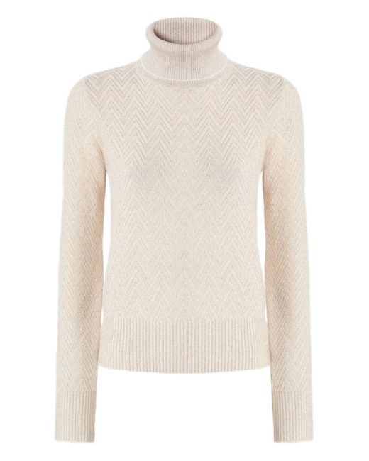Missoni White Chevron-Pattern Turtleneck Sweater