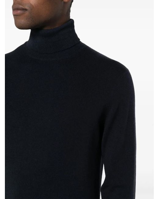 Dell'Oglio Blue Roll-Neck Wool Blend Jumper for men