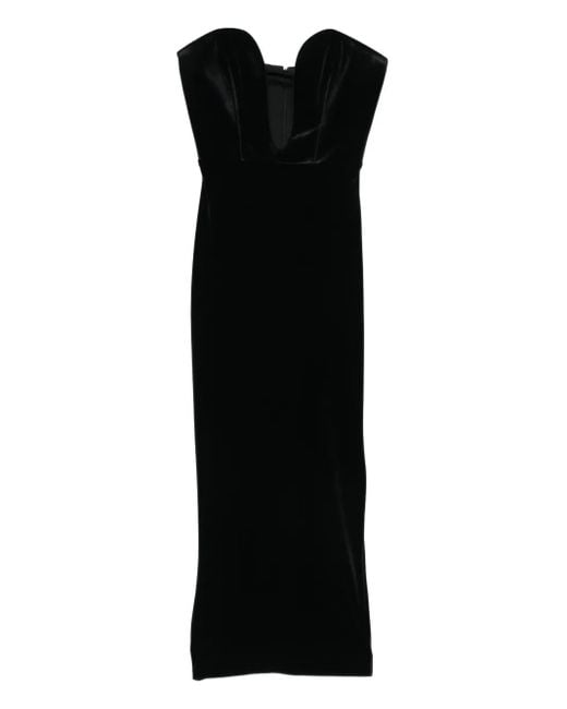 Vestiaire d'un Oiseau Libre Black Off-The-Shoulder Velvet Dress