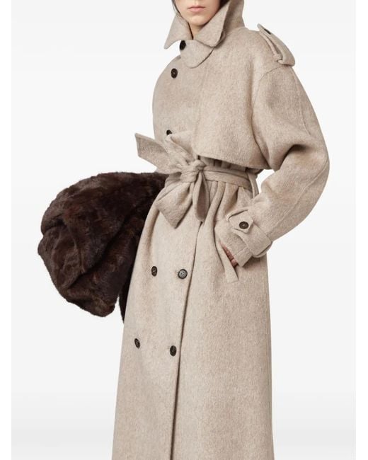 GIUSEPPE DI MORABITO Natural Double-Breasted Belted Coat