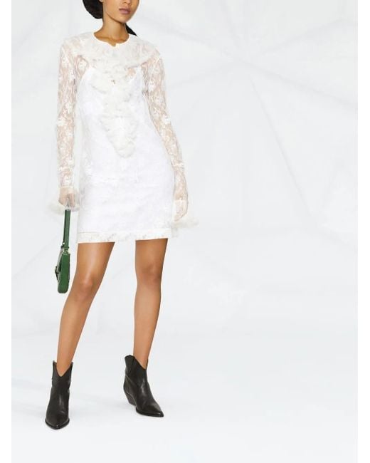 Philosophy Di Lorenzo Serafini White Ruffled Lace Minidress