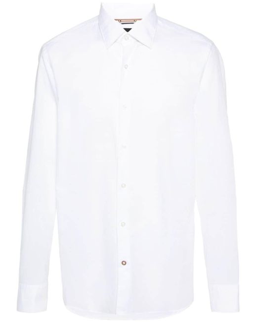 Boss White Long-sleeve Cotton Shirt for men