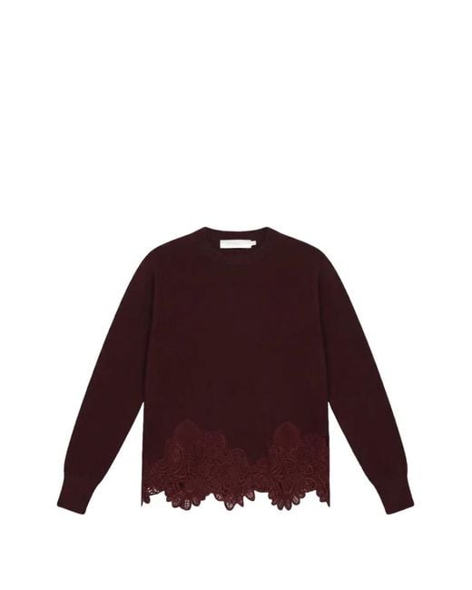 Zimmermann Purple Valiant Lace-Trimmed Sweater