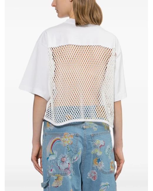 Toga White Panelled Cropped T-Shirt