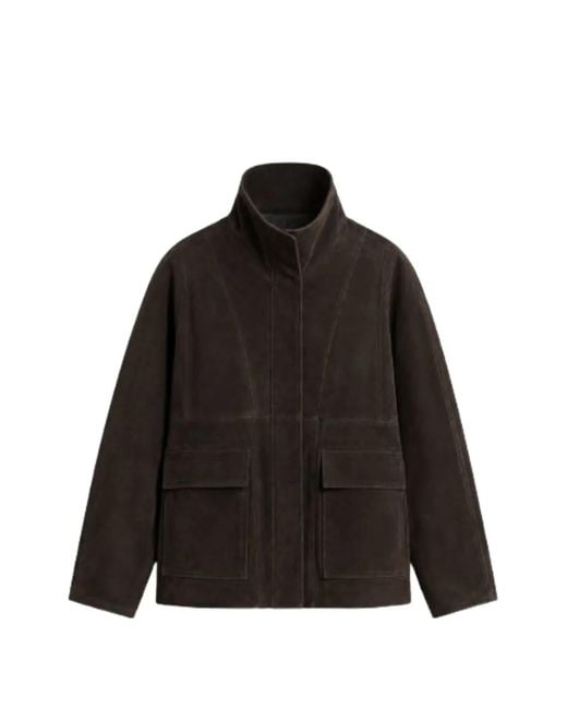 Nour Hammour Black High-Collar Leather Jacket