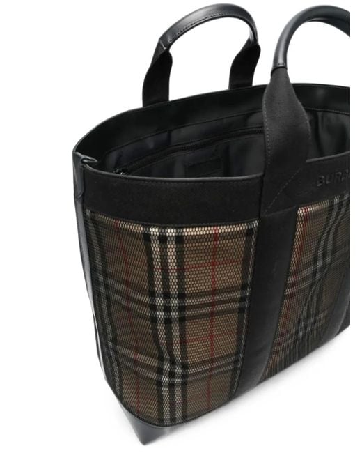 Burberry Black Ormond Check-Pattern Tote Bag