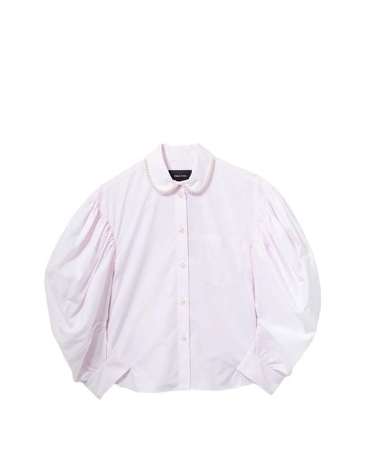 Simone Rocha Verfraaide Blouse Met Gedrapeerde Mouwen in het White