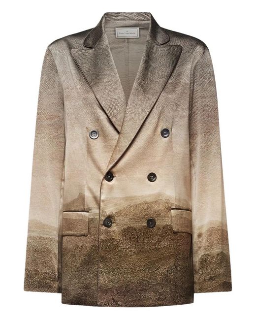 Pierre Louis Mascia Brown Veste Adastrogum À Boutonnière Croisée
