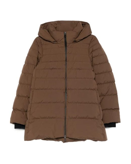 Herno Brown Hooded Quilted Jacket