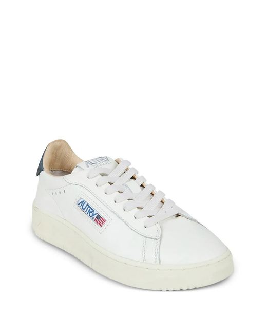 Autry White Dallas Low Logo-Patch Sneakers