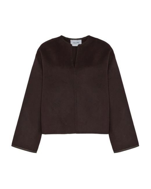 Yves Salomon Brown V-Neck Blouse