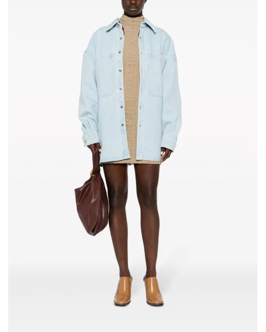 Nanushka Blue Beaux Sun-Bleached Denim Shirt