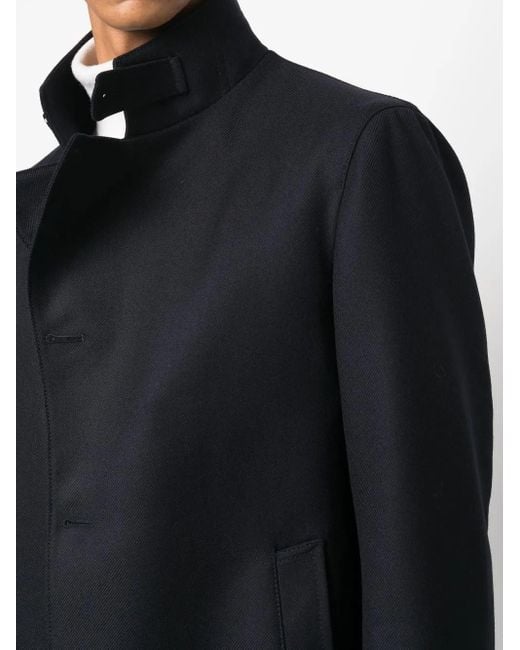 Tagliatore Blue Asymmetric Button Fasten Coat for men