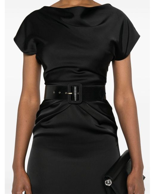 Rhea Costa Black Pleat-detail Maxi Dress