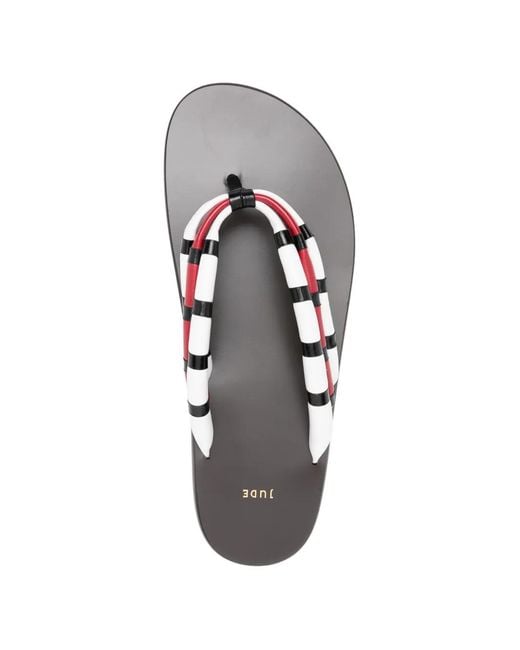 Jude White Striped-Strap Sandals