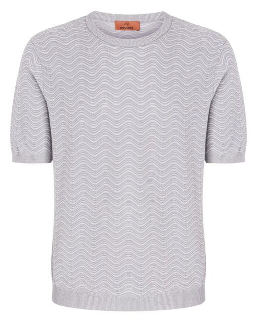 Missoni Gray Wave-Pattern Crew-Neck T-Shirt for men