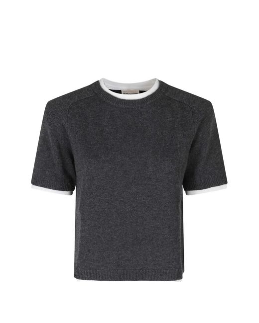 Semicouture Black Aida Layered Short-Sleeve Sweater