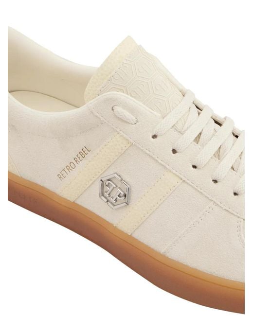 Philipp Plein White Low-Top Sneakers Retro Rebel