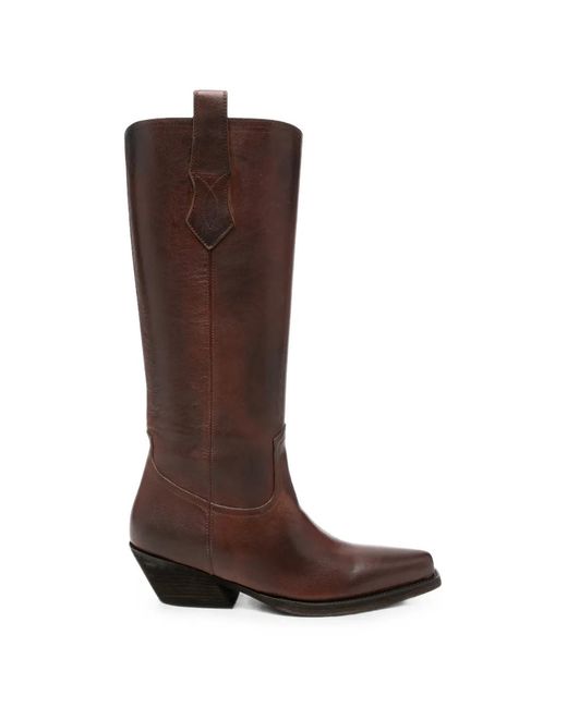 Ann Demeulemeester Brown Leather Knee-High Boots