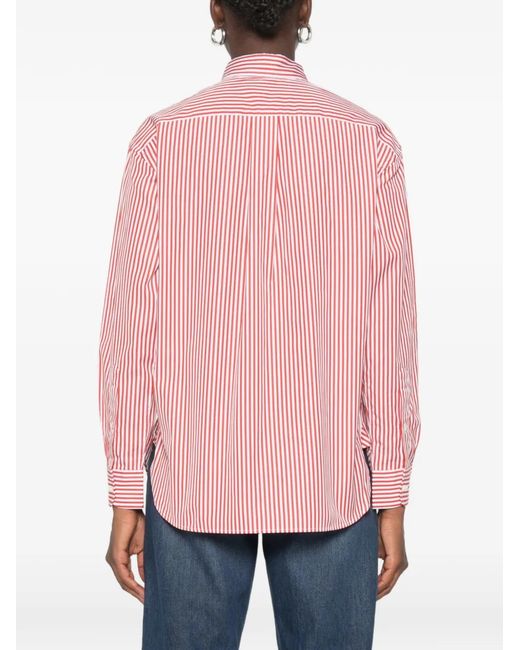 Polo Ralph Lauren Pink Vertical-Stripe Embroidered-Logo Shirt