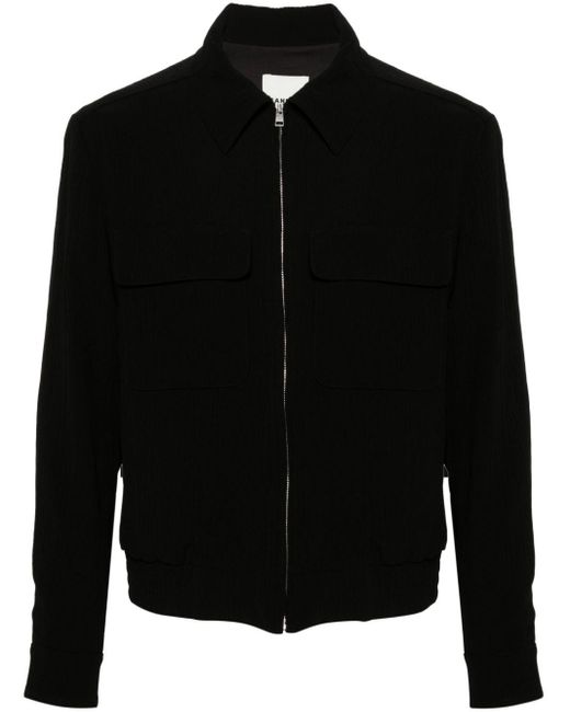 Sandro Black Crinkled Zip-up Shirt Jacket for men