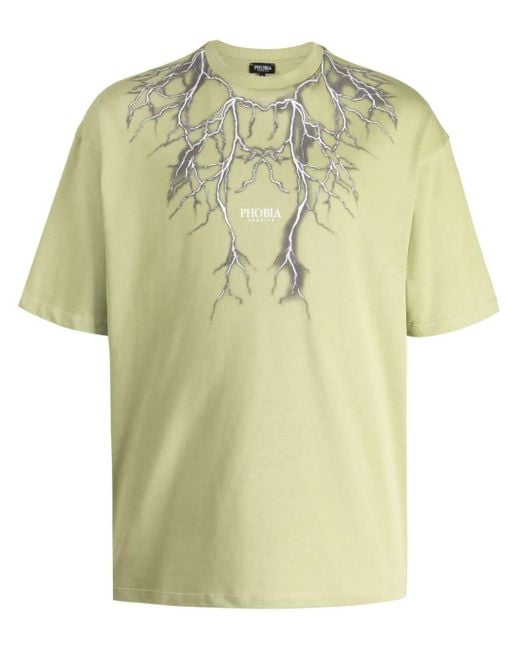 Phobia Yellow Lightning-Print Cotton T-Shirt for men