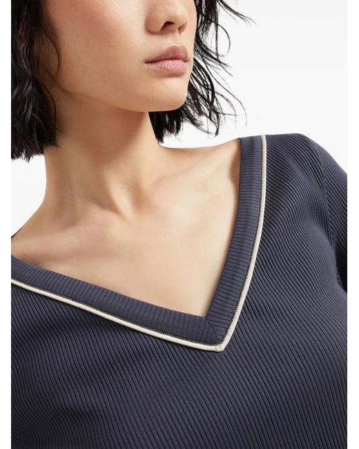 Brunello Cucinelli Blue Monili-Detail T-Shirt