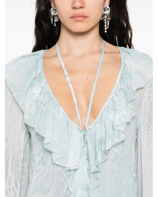 Vestido estampado de gasa Blumarine de color White