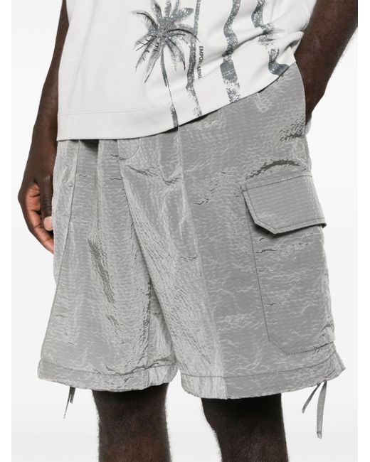 Bermudas cargo de tejido seersucker Emporio Armani de hombre de color Gray