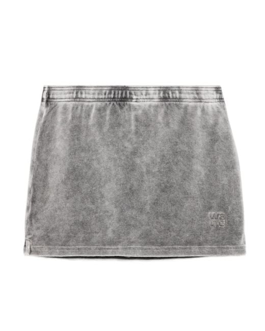 Alexander Wang Gray Embossed-Logo Mini Skirt