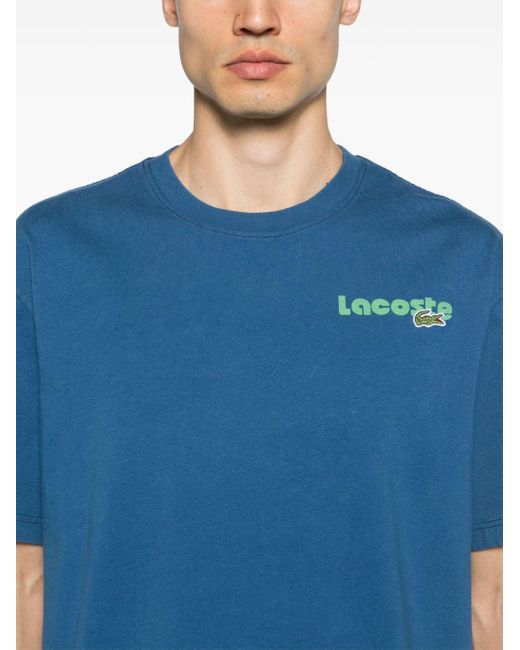 T-shirt en coton à logo imprimé Lacoste pour homme en coloris Blue