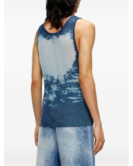 DIESEL Blue Acid-wash Jersey Vest for men