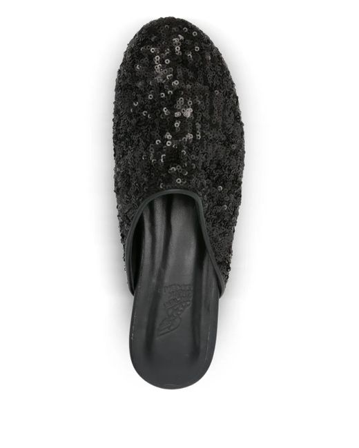 Ancient Greek Sandals Black The Slipper Sequined Mules
