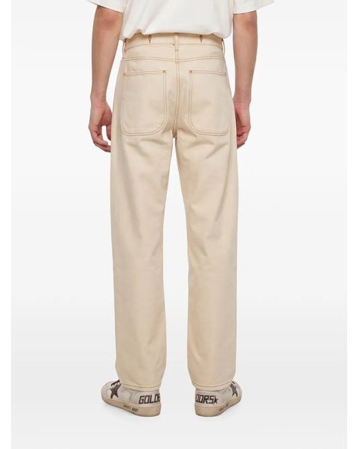 YMC Natural Bez Contrast-Stitch Straight-Leg Jeans for men