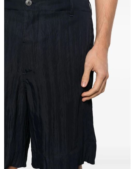 Giorgio Armani Blue Crinkled Wide-Leg Shorts for men